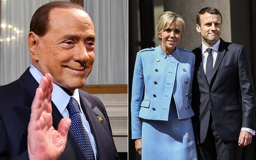 Nepopravljivi Silvio Berlusconi: Macron je čeden mladenič – z lepo mamo!