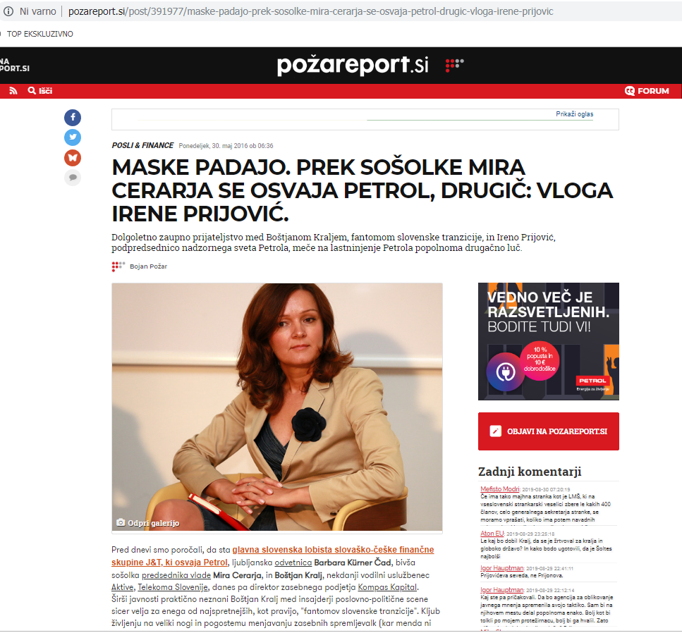 Neverjetno! Kaj je Bojan Požar še leta 2016 pisal o Ireni Prijović? – “Prijovićeva naj bi bila dolgoletna spremljevalka tajkuna Darka Horvata”