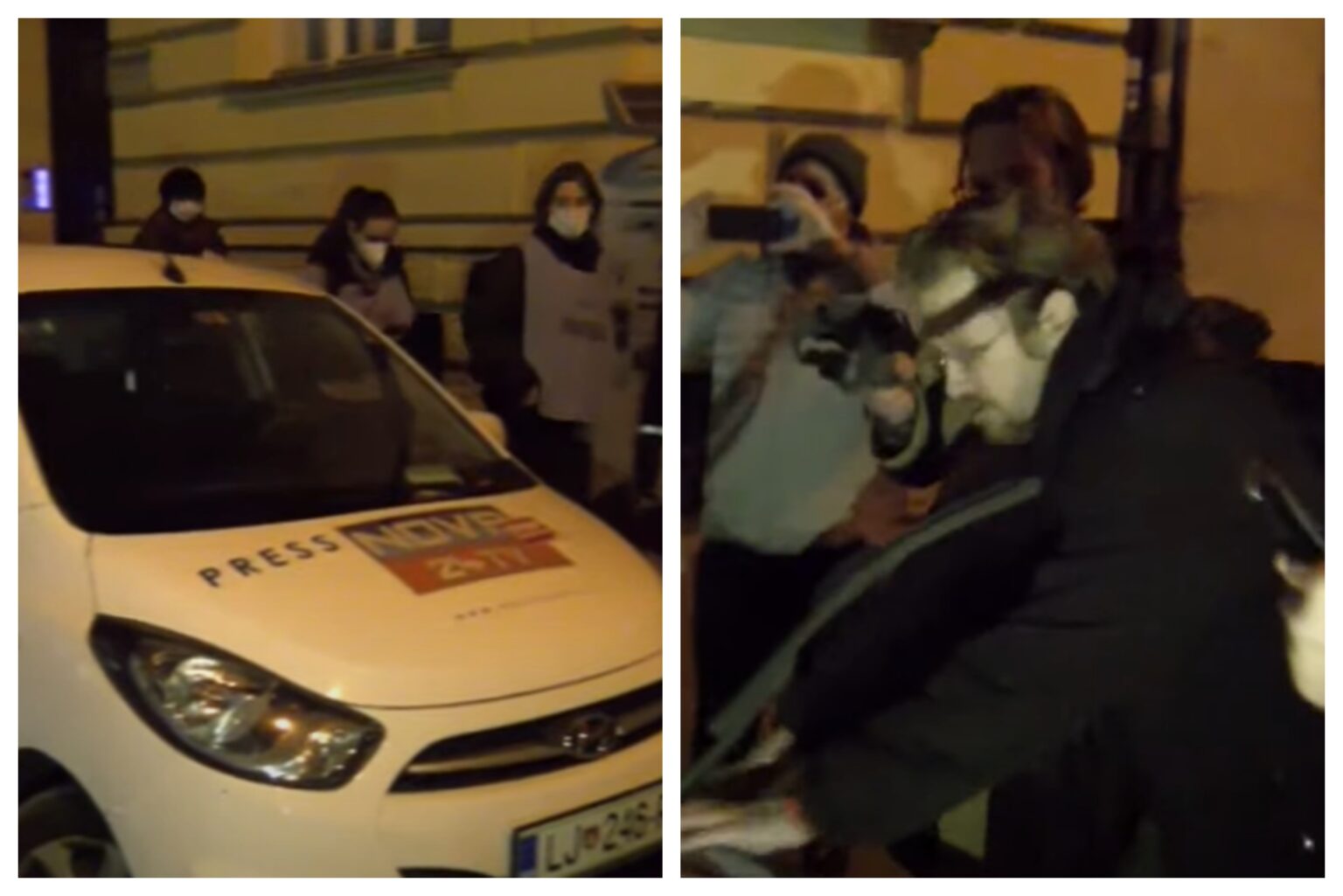 (VIDEO) Avto medijske hiše Nova24TV včeraj dvakrat polepljen – Najprej so mu redarji na vetrobransko steklo “stisnili” kazen za parkiranje, potem pa so ga polepili še protestniki