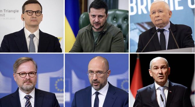 Premierji Poljske, Češke in Slovenije, Mateusz Morawiecki, Petr Fiala in Janez Janša danes v Kijev k Volodimirju Zelenskemu