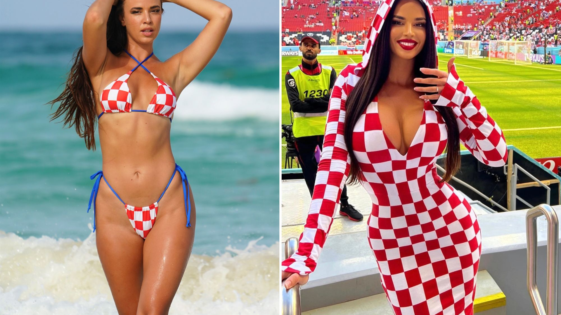 (VIDEO) Vse je jasno – Hrvaška navijačica Ivana Knoll, ki je napol gola v šahovnici postala ikona hrvaškega nogometa v Dohi,  je “politični projekt, za katerim stojijo obveščevalne službe”