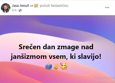 Jaša Jenull, ki je na Facebooku zaželel “srečen dan zmage nad janšizom vsem, ki slavijo,” je polemiziral z Niko Kovač in Inštitutom 8. marec