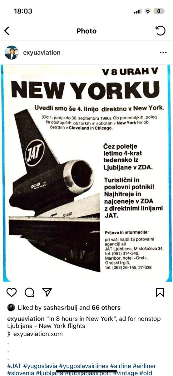 “Svinčeni časi”: Ne, ne, to ni reklama za polet iz Ljubljane v New York za prvomajske praznike leta 2023, ampak letak iz leta 1980