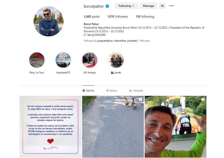 Pahorju vdrli na Instagram račun –  Zlobni komentatorji na družbenih omrežjih