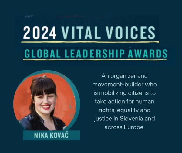 “Sporočamo vam čudovito novico” – Nika Kovač prejemnica nagrade »Vital Voices Global Leadership Award«