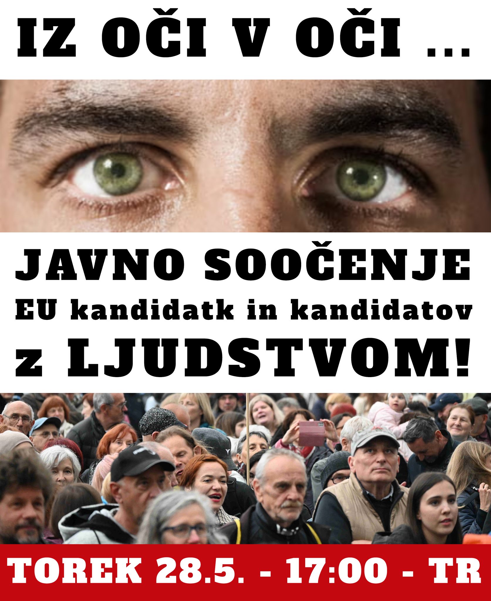 (V ŽIVO) Jutri  na Trgu republike ponovno dviganje loparčkov – Glas ljudstva Jaše Jenulla organizira javno soočenje kandidatov in kandidatk za evropski parlament.